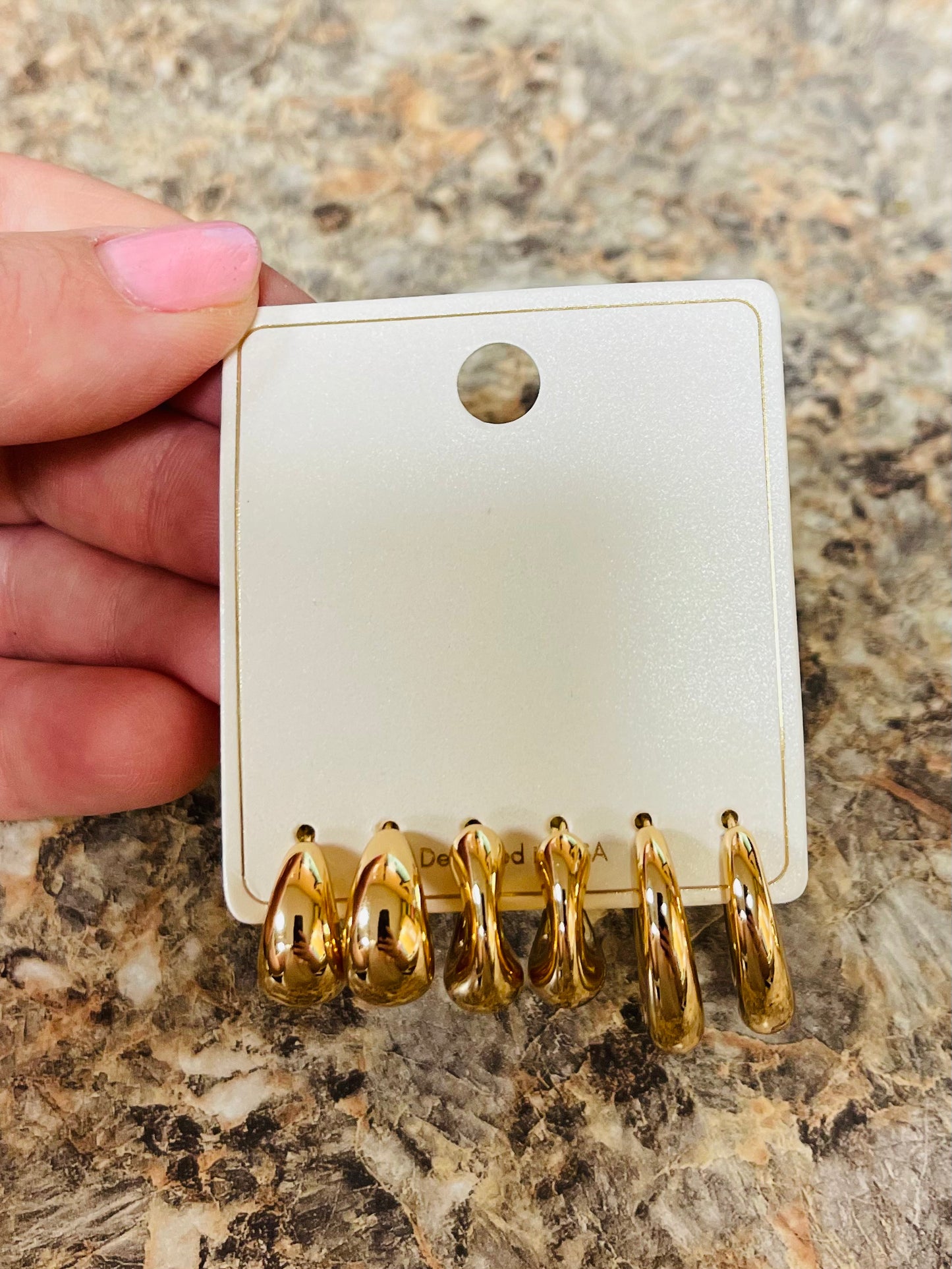 Set of 3 Gold Teardrop Earrings