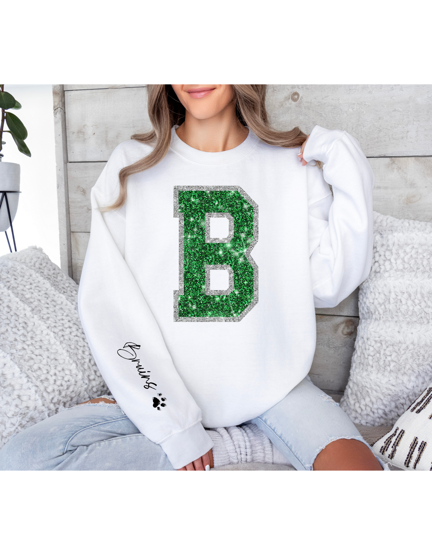 "B" for Bruins Faux Rhinestone Sweatshirt