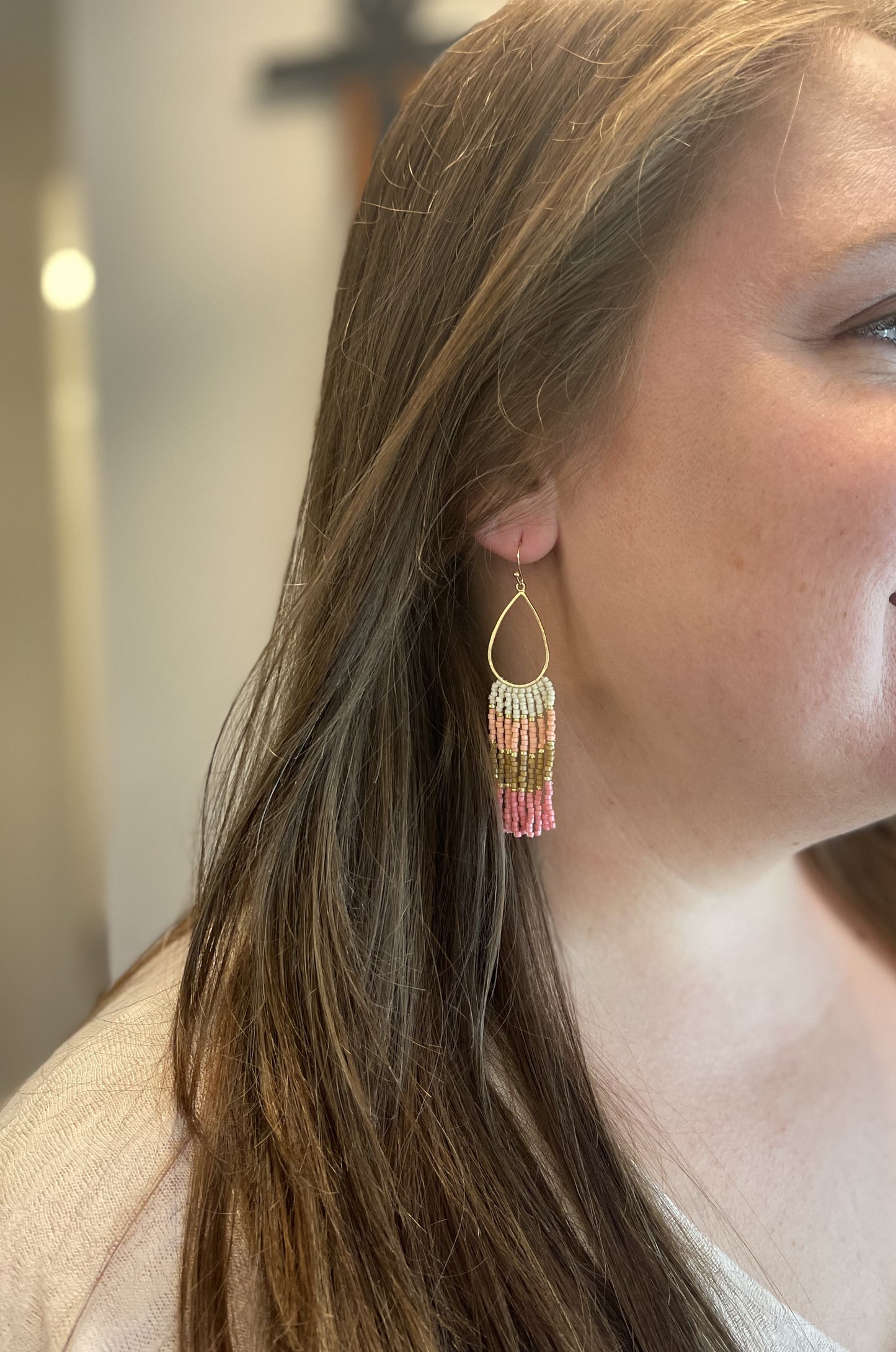 Seed Bead Teardrop Earring