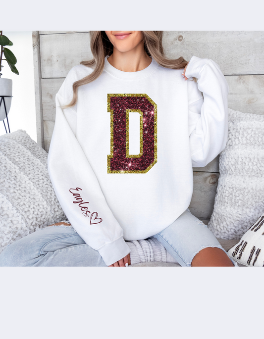 "D" Faux Rhinestone Sweatshirt