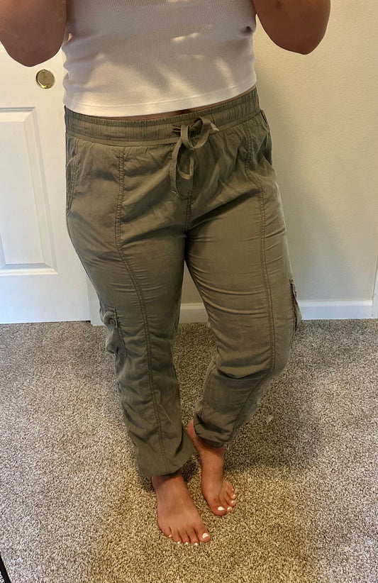 Tencel Elastic Waistband Cargo Pants