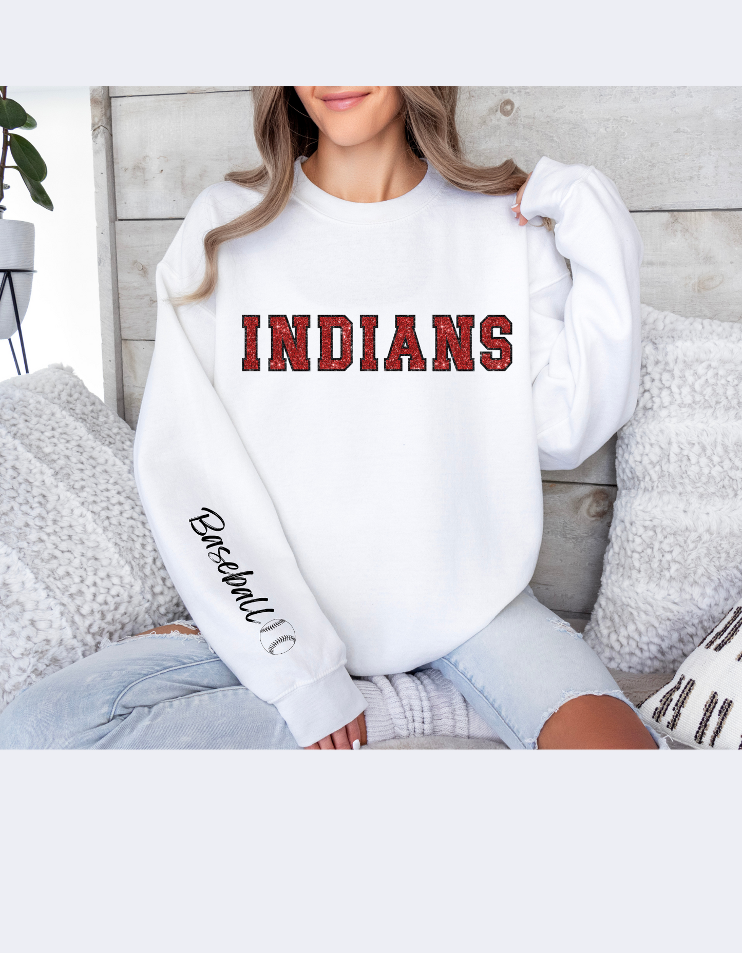 Indians Faux Rhinestone Sweatshirt