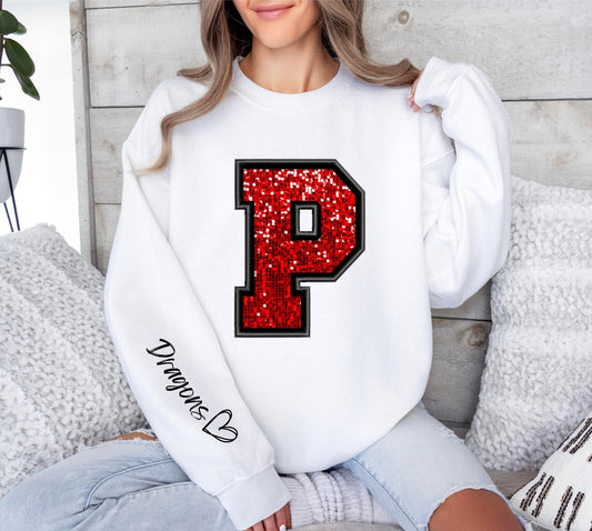 "P" Faux Rhinestone Sweatshirt