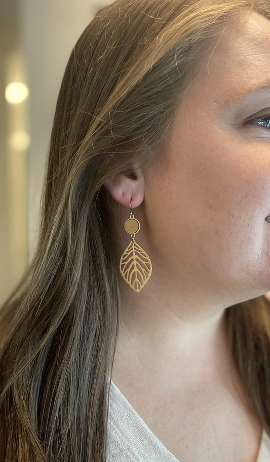 Matte Gold Leaf Earring