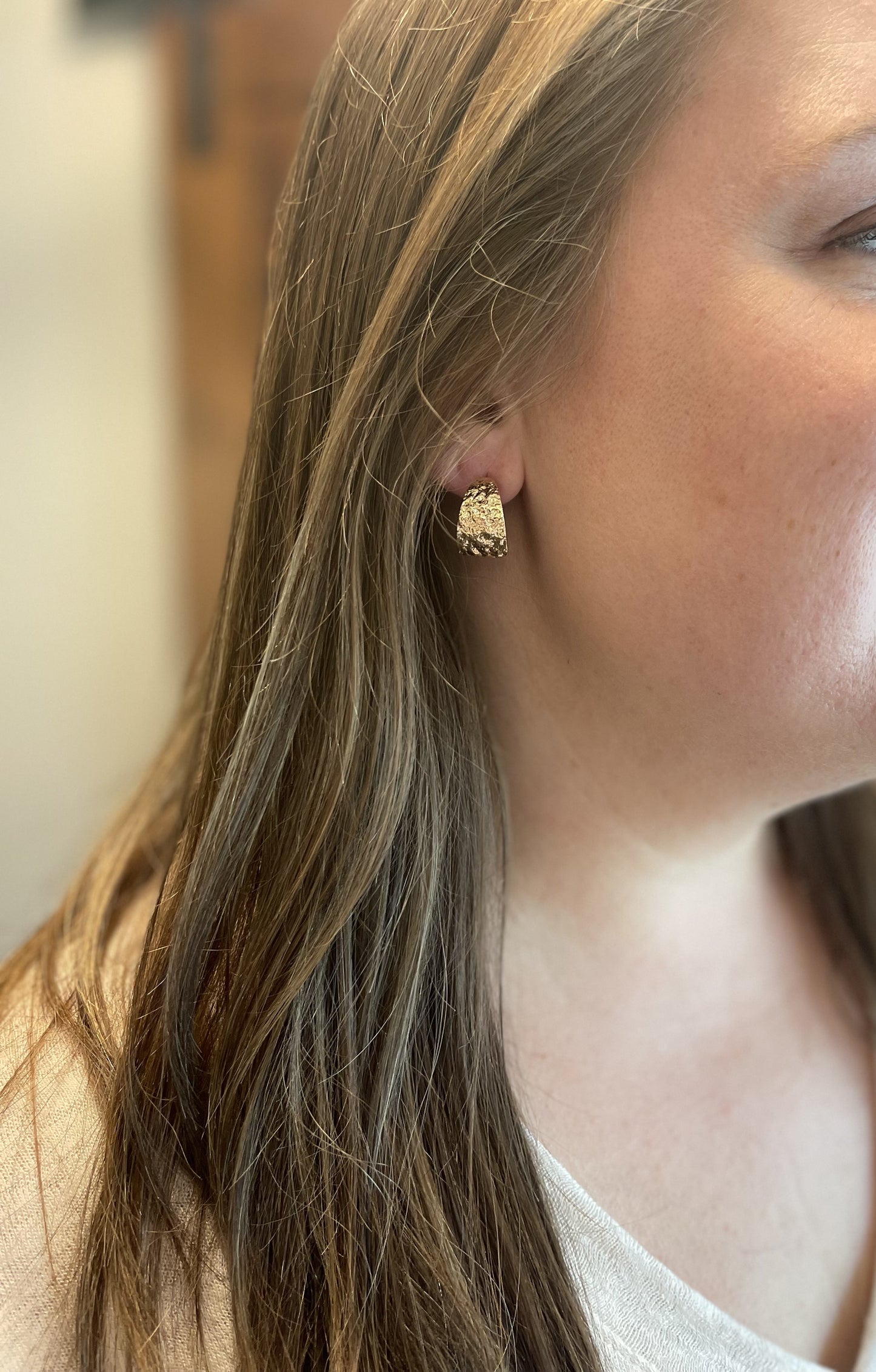 Gold Textured Hoop Earring