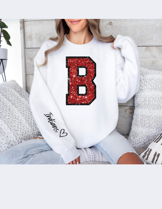 "B" Faux Rhinestone Sweatshirt